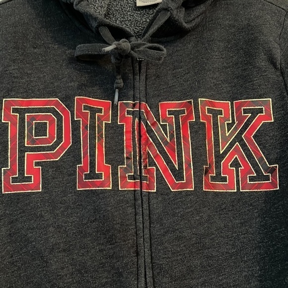PINK Victorias Secret graphic Zip Up Hoodie Size Medium - Picture 2 of 4